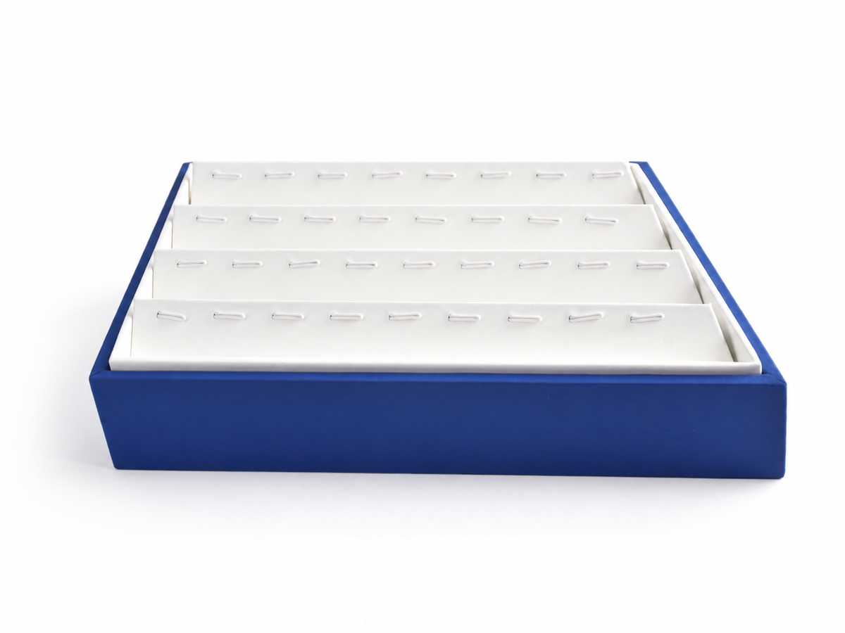 pendant display - 24 Blue White Pendant Tray Display T048M detail view
