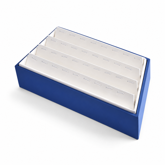 pendant display - 24 Blue White Pendant Tray Display T048M front view