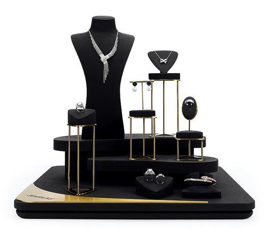 pendant display and necklace display - Black Microfiber Display Stand Necklace Pendant C02133 front view