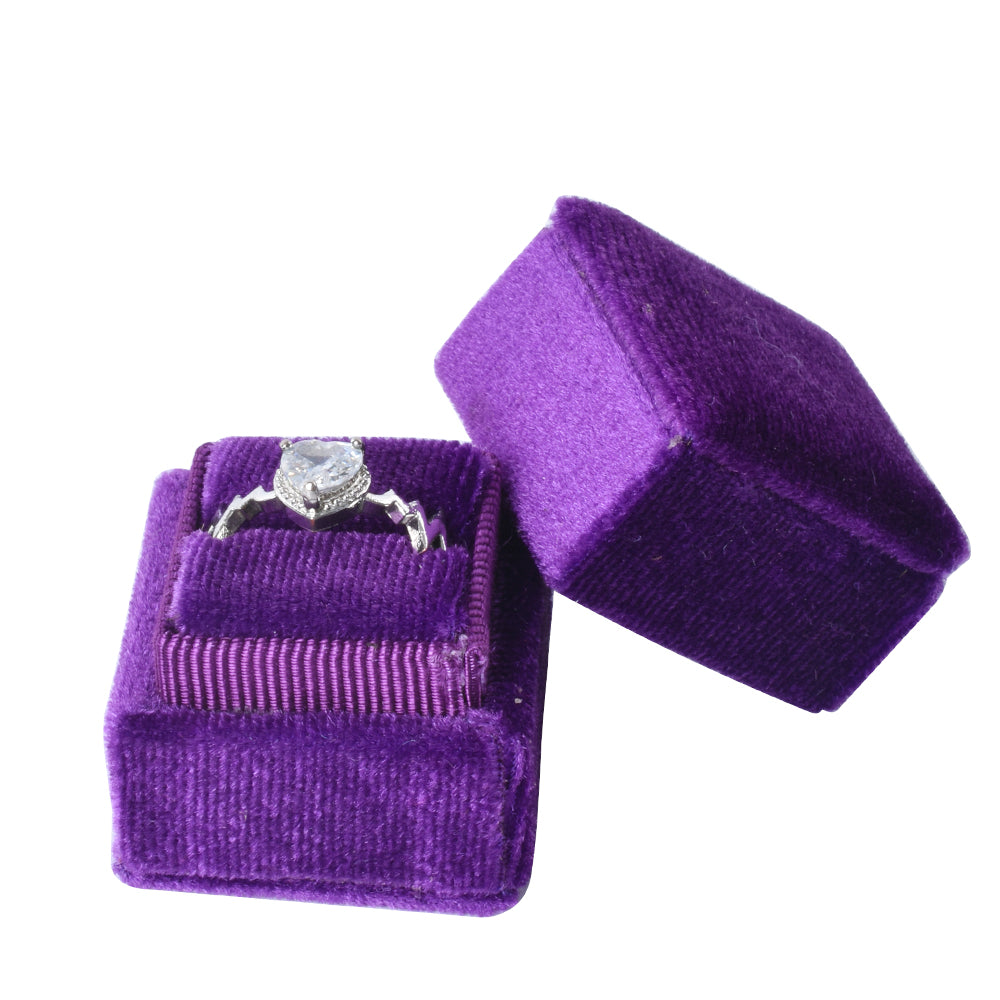 Purple Mini Square Velvet Ring Box, product view 2