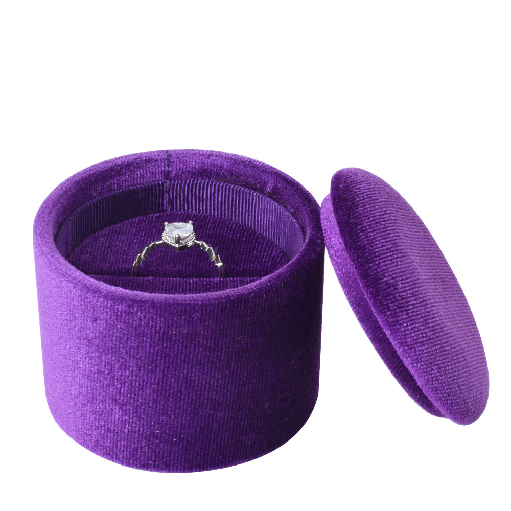 Purple Recessed Round Velvet Ring Box, product view 1