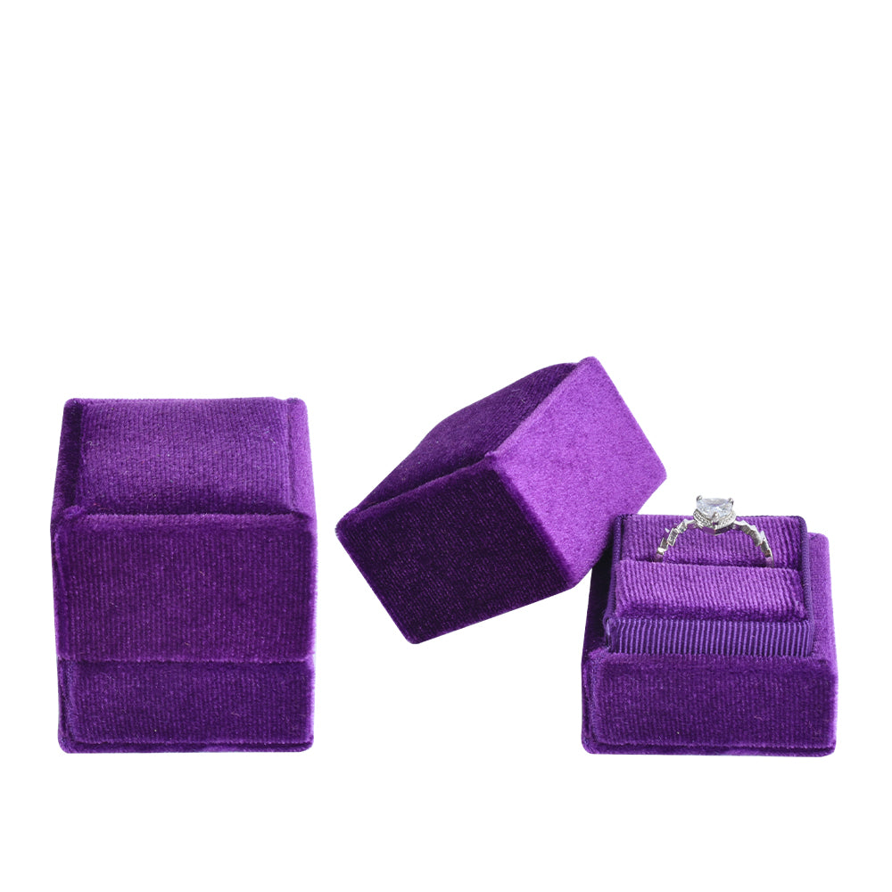 Purple Square Single Velvet Ring Box, product view 1
