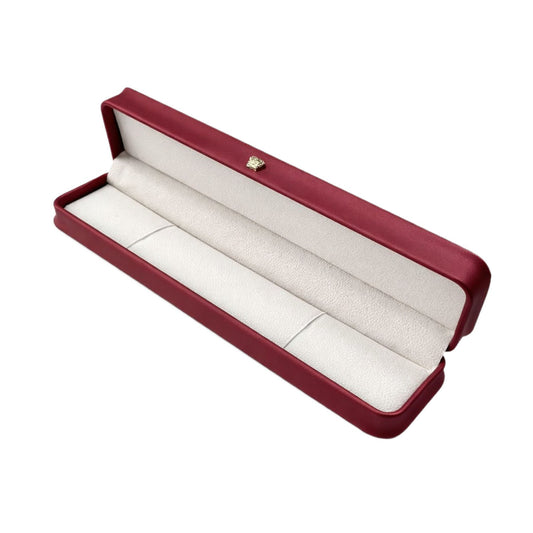 Jeweller Buy set of 12 wine-red bracelet packaging cases with rounded corners and hinged lids.