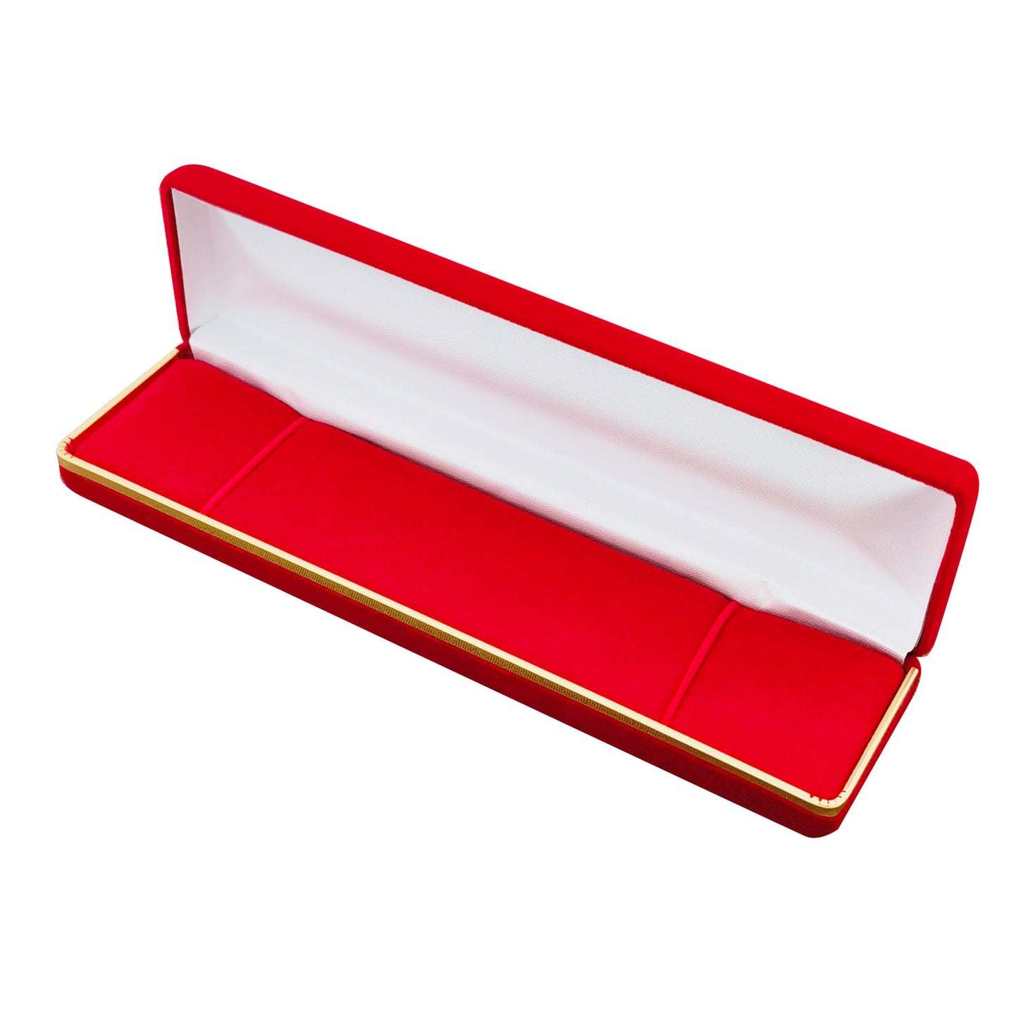 Red Velvet Bracelet Boxes with Gold Trim, product view 2