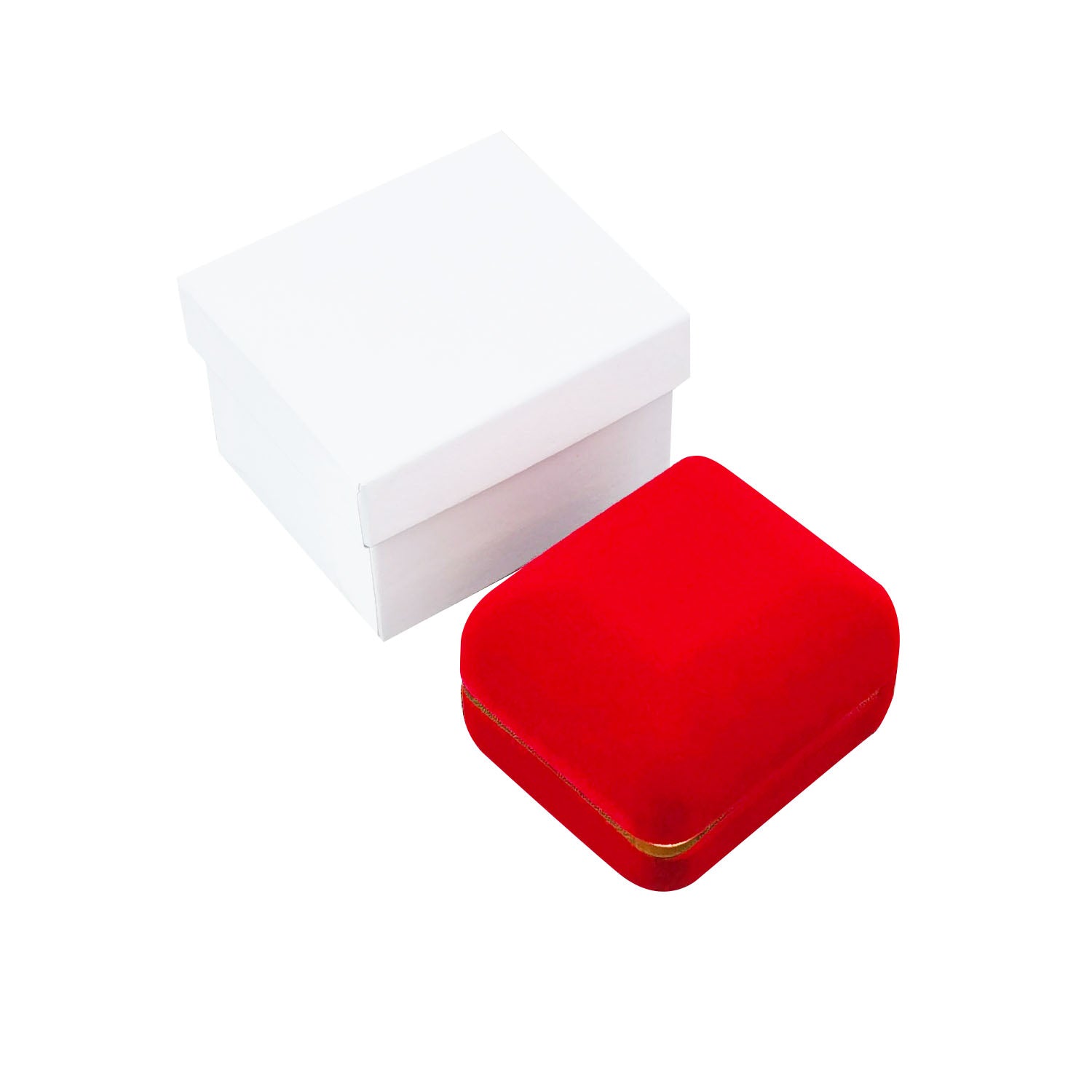 Red Velvet Earring Boxes with Gold Trim, product view 4