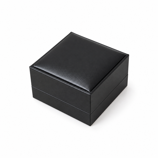 ring box - 12 Black PU Ring Boxes P06DR-BK BK open view