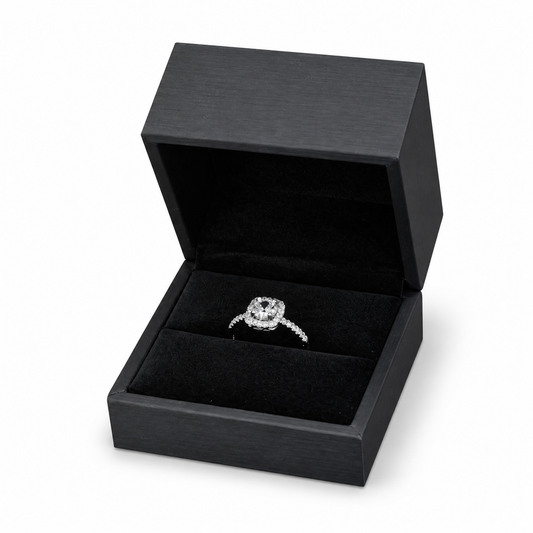 ring box - 12pcs Black Champagne PU Ring Boxes Display P06R1-BK BK front view