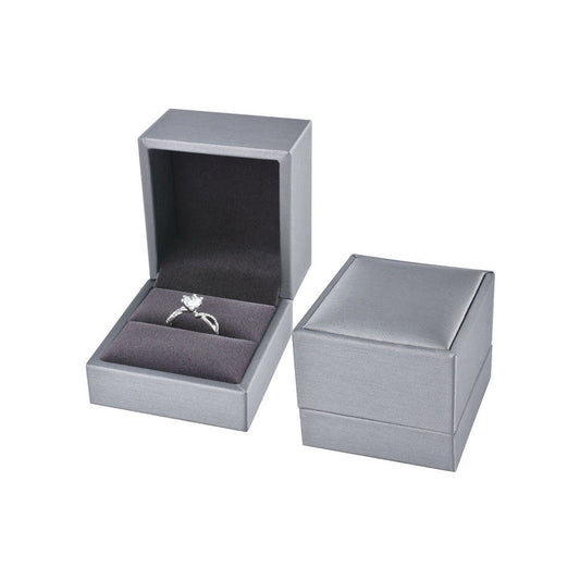 ring box - 12pcs Gray Champagne PU Ring Boxes Display P06R1-GR GR open view