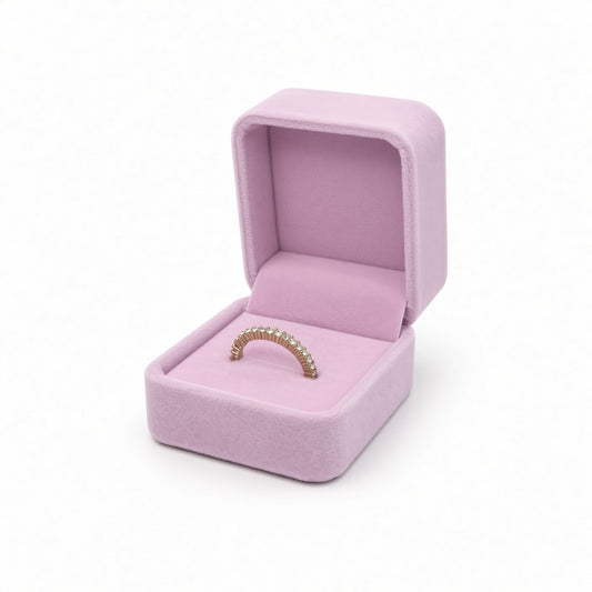 ring box - 20PCS Pink Velvet Ring Boxes for Wedding V37R-P front view