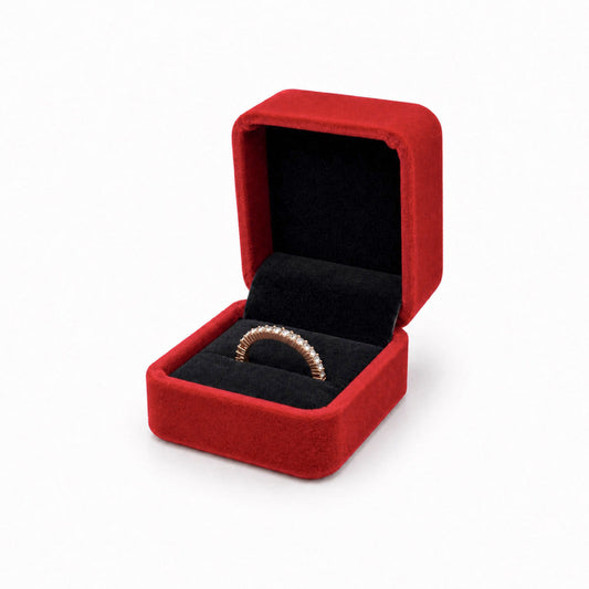 ring box - 20PCS Red Velvet Ring Display Boxes V37R-R front view