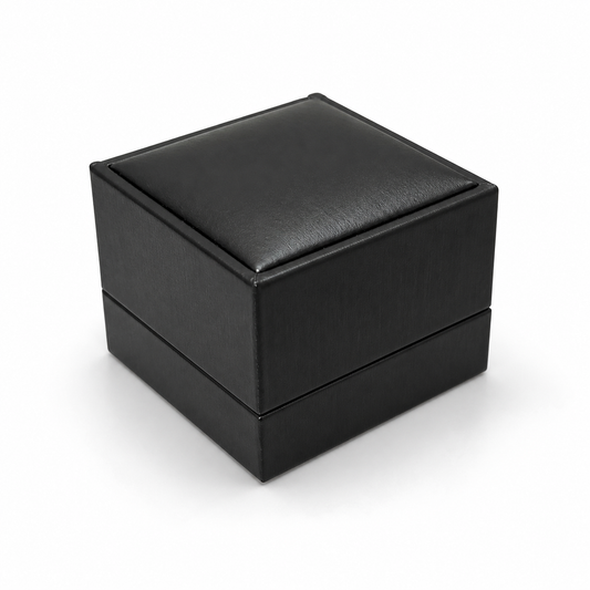 ring box - 12pcs Black PU Ring Boxes P06R1-BK BK open view