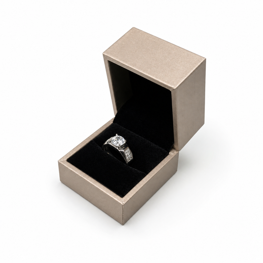 ring box - 12pcs Champagne PU Ring Boxes P06R1-C BK front view