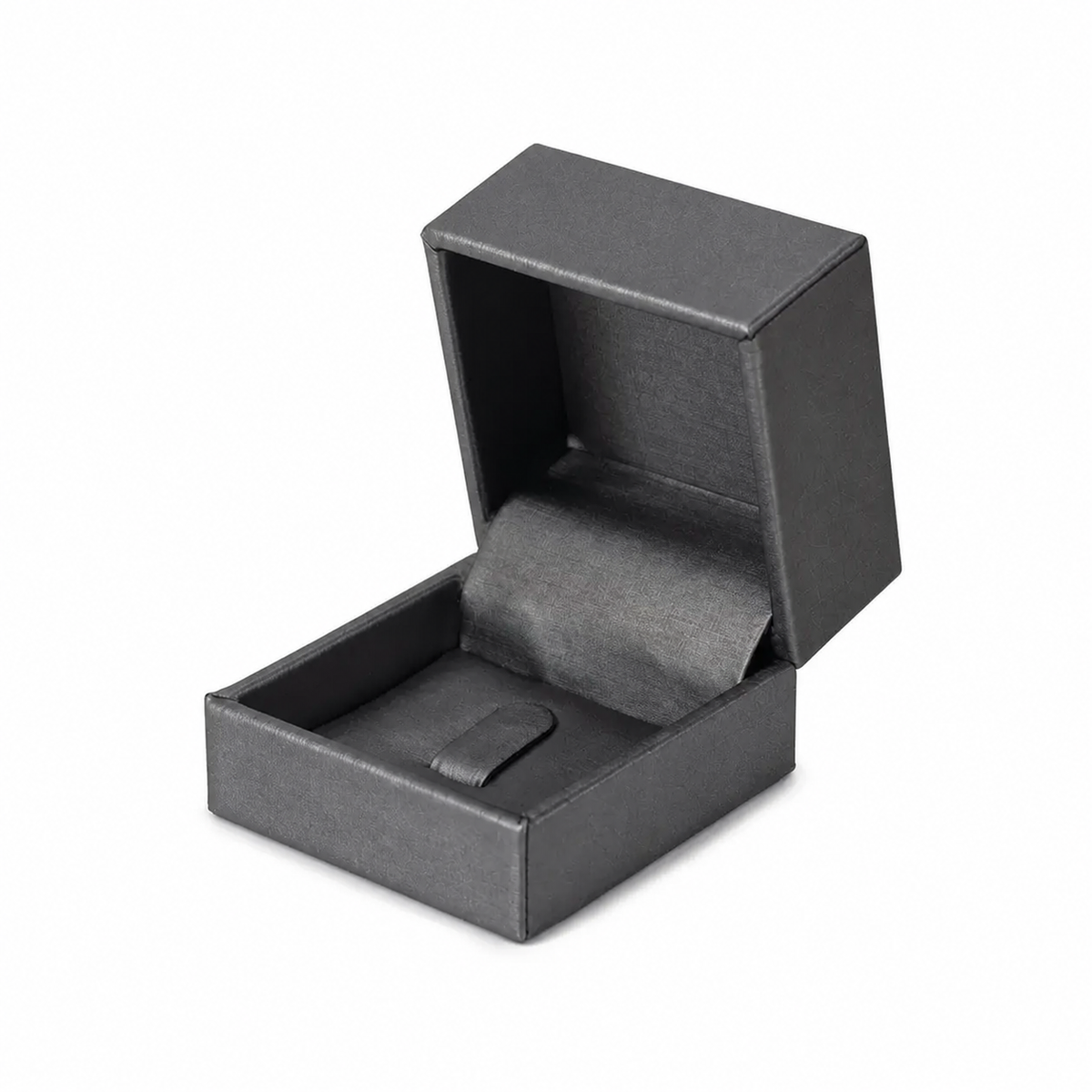 ring box - 24pcs Gray PU Ring Boxes Display PR2-GR front view