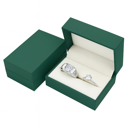 ring box - 24pcs Green Ring Boxes L066-DR-G W front view