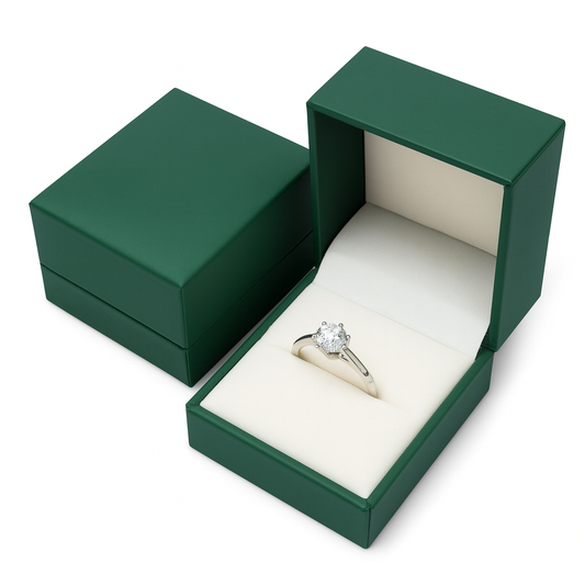 ring box - 24pcs Green Ring Boxes L066-R-G W front view