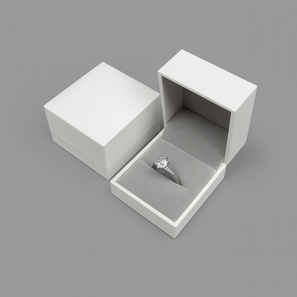 ring box - 24pcs White Ring Boxes L066-R-W GR front view