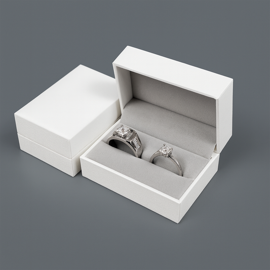 ring box - 24pcs White Ring Boxes L066-DR-W GR front view