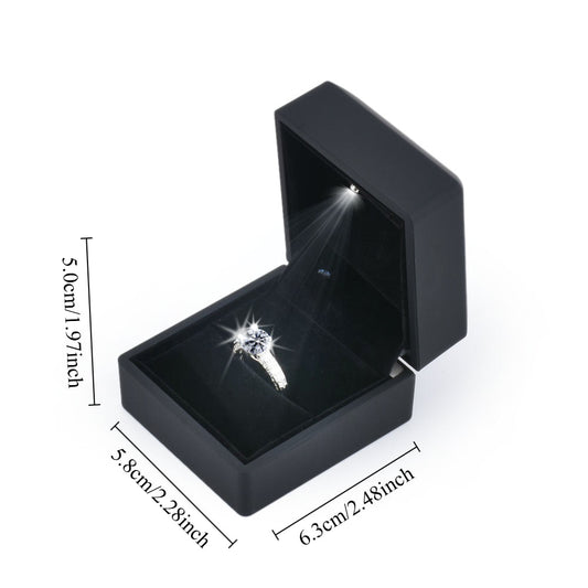 ring box - 12PCS Black LED Light Ring Boxes LB30R1-BK open view