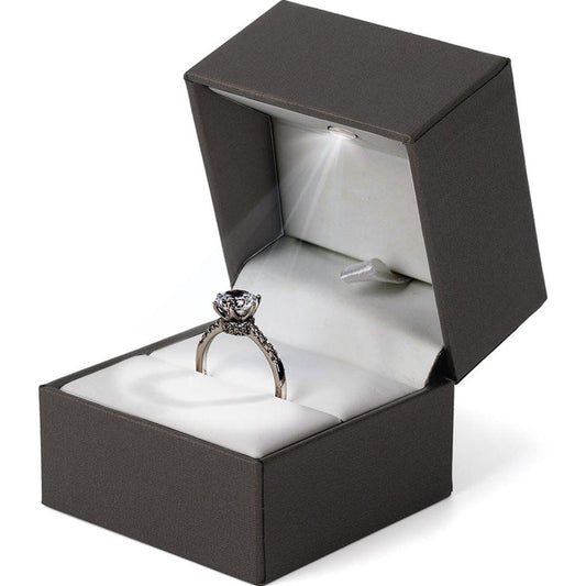 ring box - 10pcs Brown Black Ring Boxes Box LB28R-BK front view