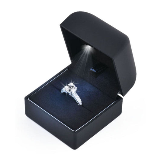 ring box - 12pcs Black Beige Velvet Ring Box Display LB02R1-BK BK front view