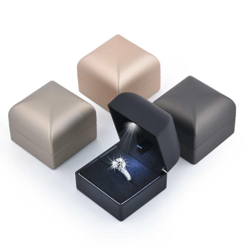 ring box - 12pcs Black Beige Velvet Ring Box Display LB02R1-BK BK product view 05