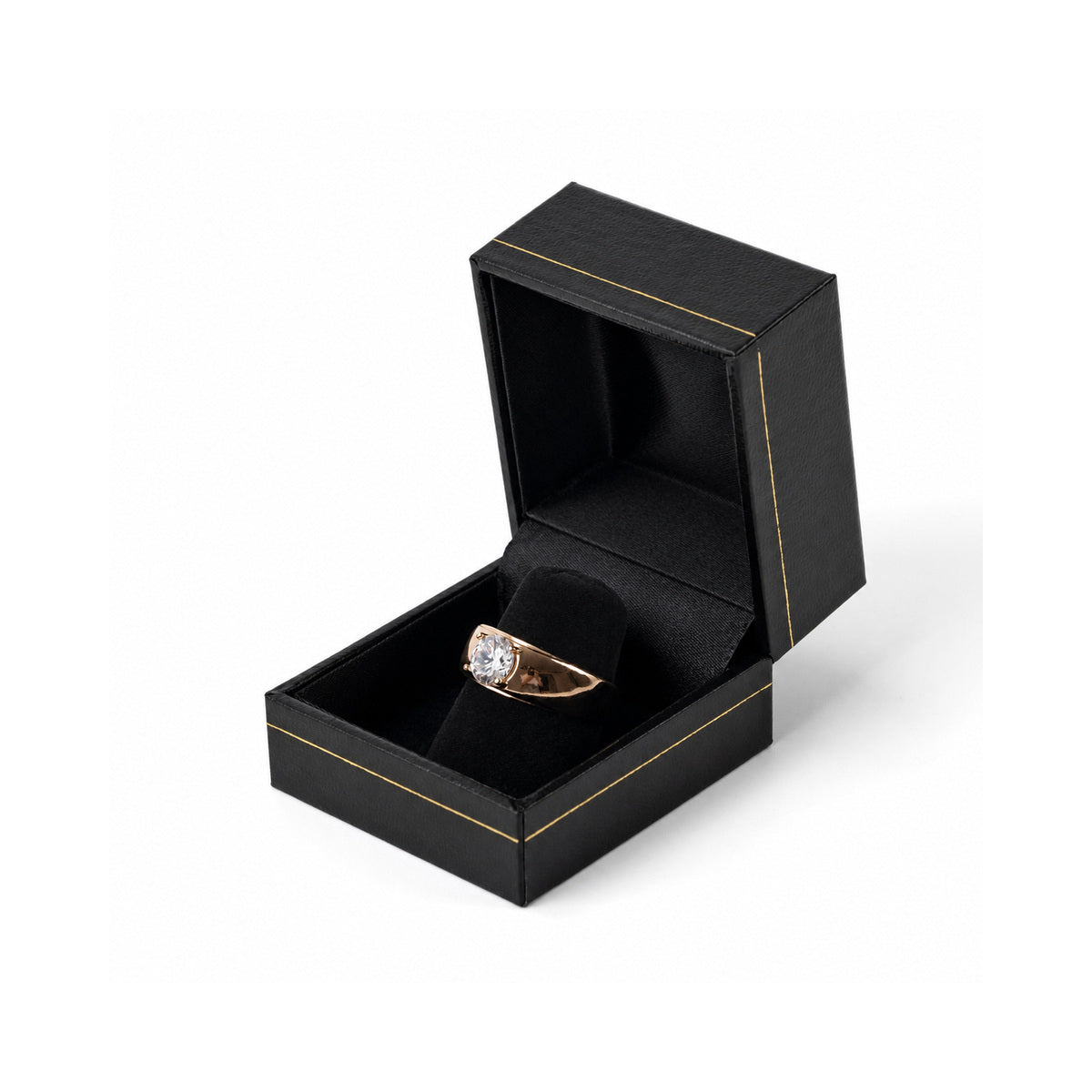 ring box - 24pcs Black Gold Ring Box Boxes LF3-BK BK front view