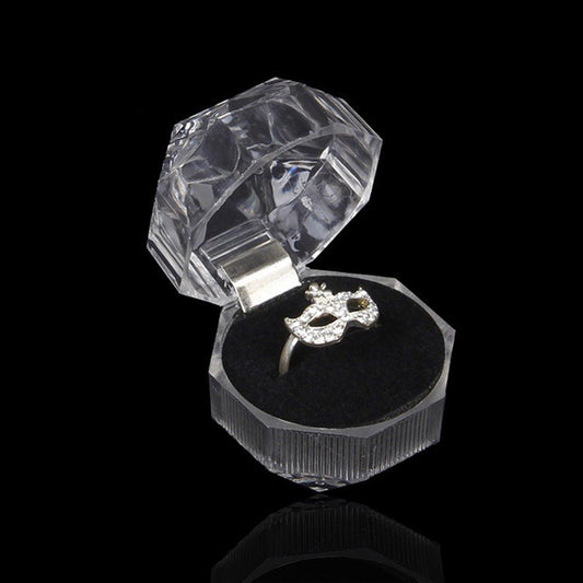 ring box - Black Transparent Acrylic Ring Box front view