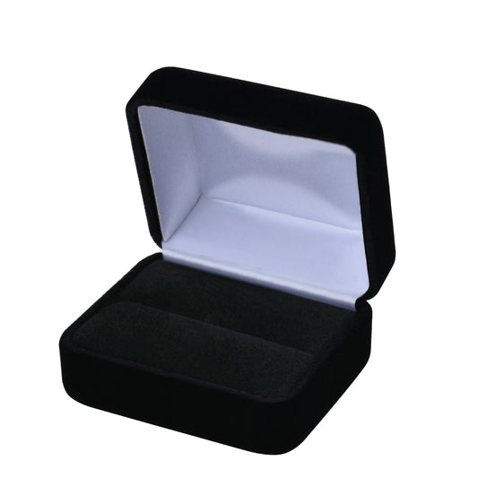 ring box - Black Velvet Double Ring Boxes - 12 Pack YR5-BK open view