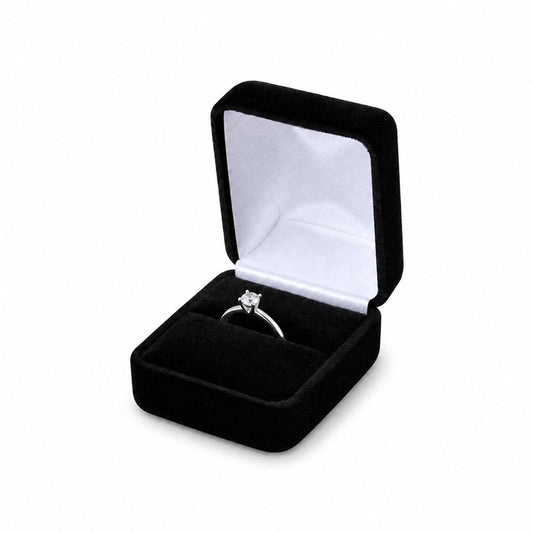 ring box - Black Velvet Single Ring Boxes - 12 Pack YR3-BK front view