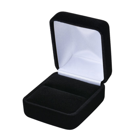 ring box - Black Velvet Single Ring Boxes - 12 Pack YR3-BK open view