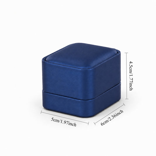 ring box - Blue PU Leather Ring Box 1-1 open view