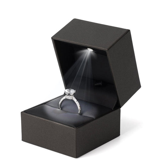 ring box - 10pcs Brown Ring Boxes Box LB28R-BK front view