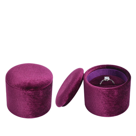 ring box - Burgundy Recessed Round Velvet Ring Box V11-R1 SPI open view