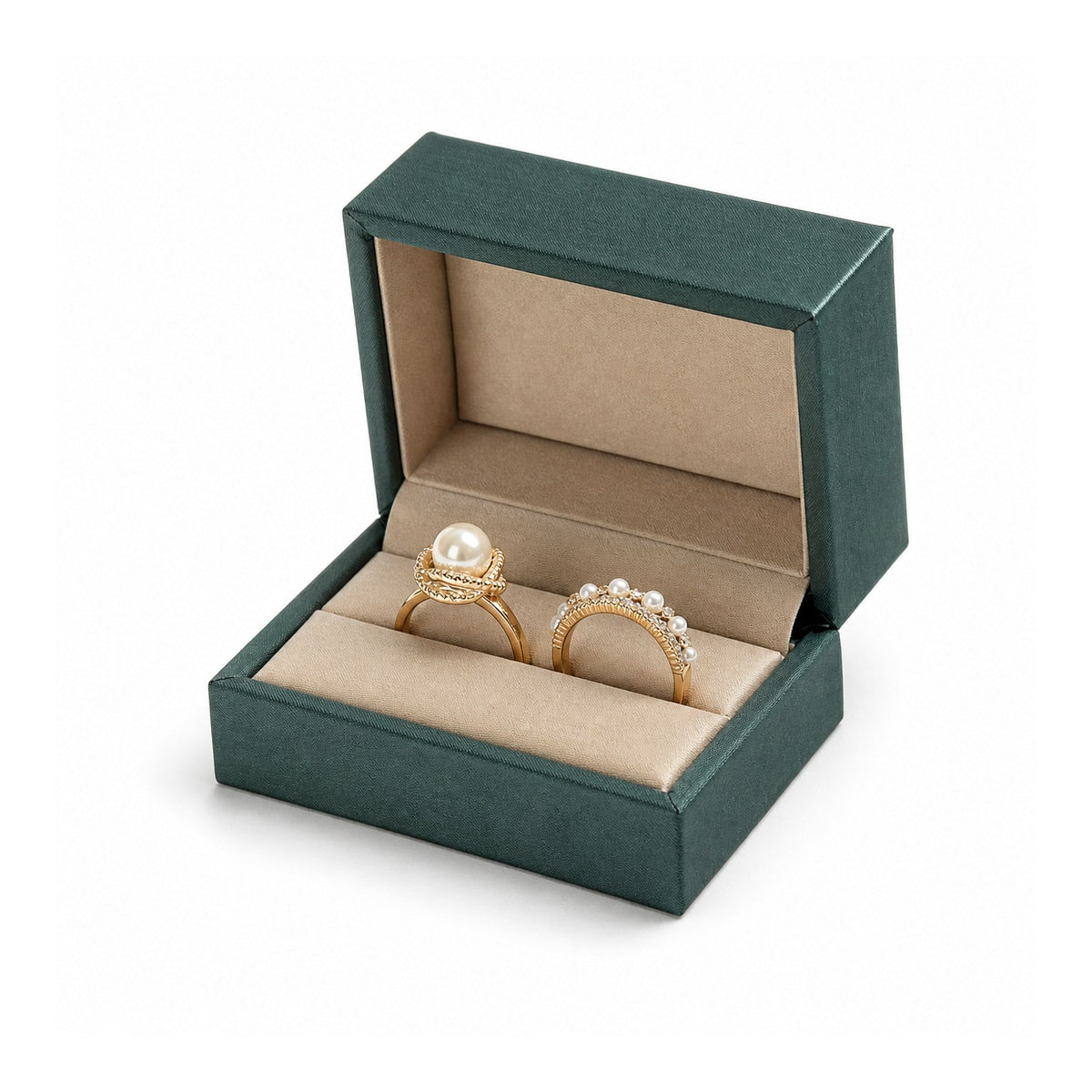 ring box and earring box and bracelet box - Green Champagne Leather Box Ring Earrings Bracelet C00335 product view 07