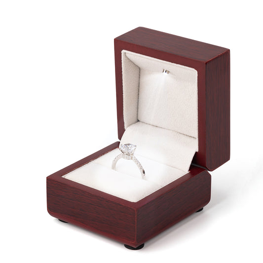 ring box - 12PCS Glossy Ring Wooden Box With Light LB39R-WO BE front view