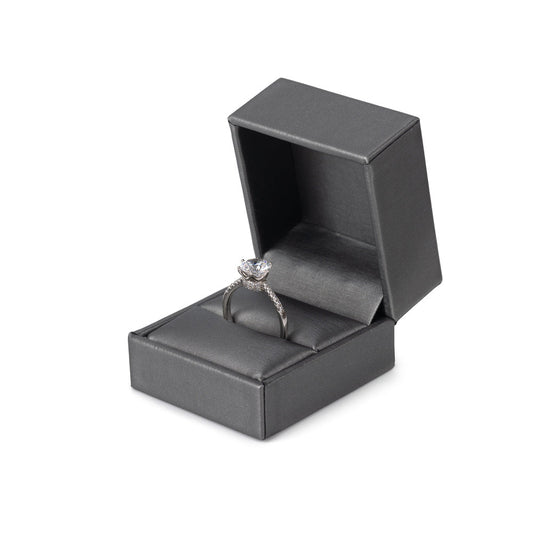 ring box - 24pcs Gray PU Ring Boxes PR3-GR front view