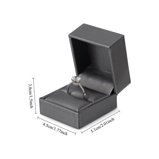 ring box - 24pcs Gray PU Ring Boxes PR3-GR open view