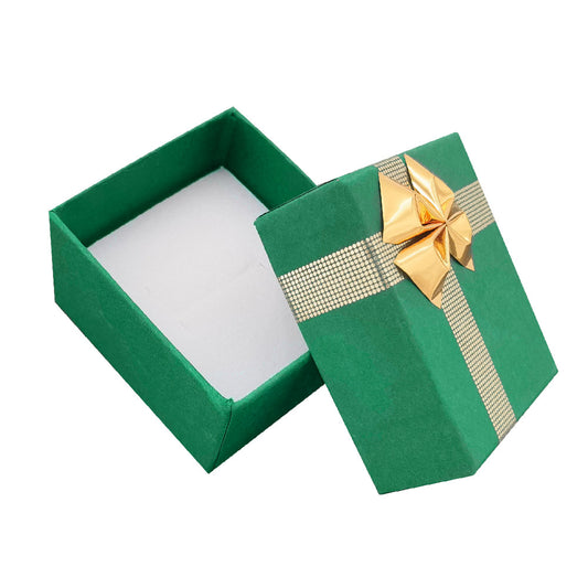ring box - 24-Piece Green Ribbon Paper Ring Gift Boxes B0922-G front view