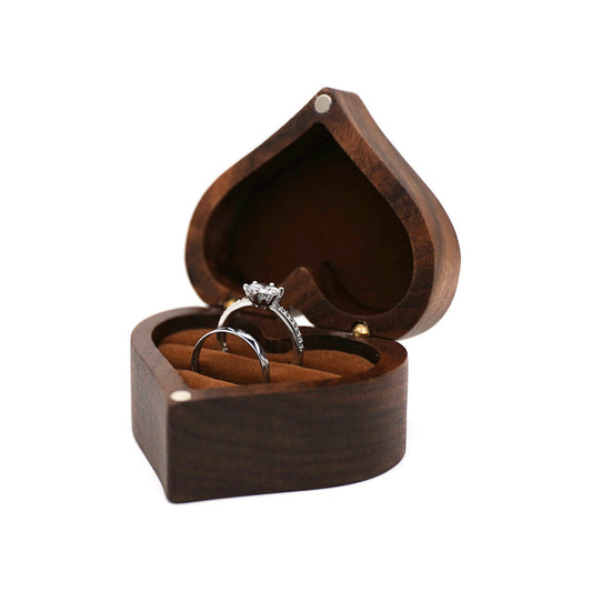 ring box - Wooden Ring Box W03D-R1-BR BR front view