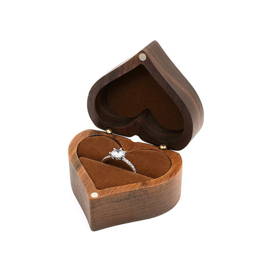 ring box - Wooden Velvet Ring Box W03R1-BR front view