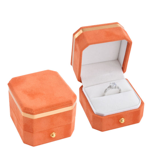 ring box - Microfiber Velvet Ring Box V14R-O W front view