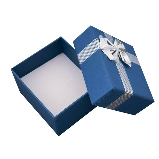 ring box - 24-Piece Navy Blue Ribbon Paper Ring Gift Boxes B0922-B front view