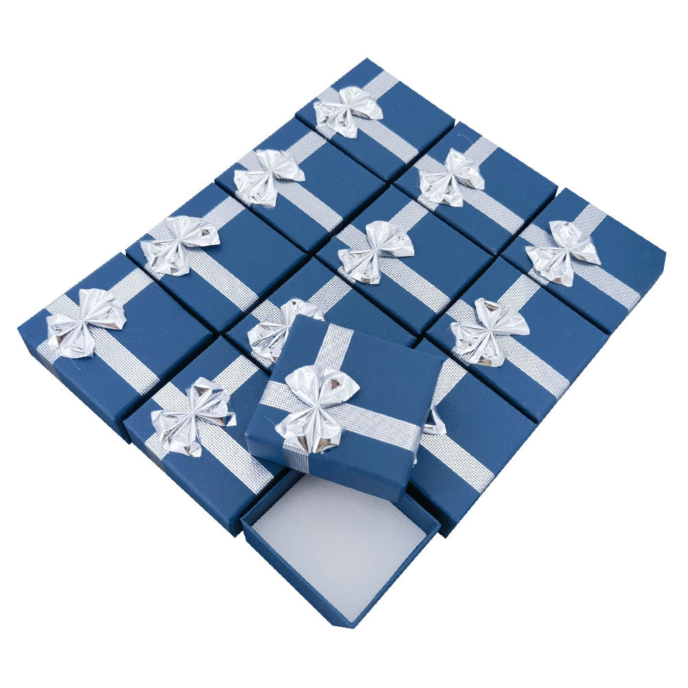 ring box - 24-Piece Navy Blue Ribbon Paper Ring Gift Boxes B0922-B side view