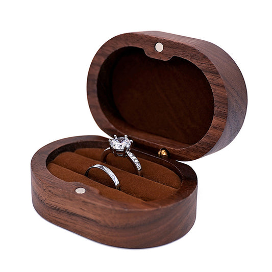 ring box - Black Wooden Velvet Ring Box Boxes W04DR1-BR front view