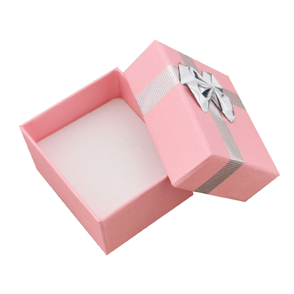 ring box - 24-Piece Pink Ribbon Paper Ring Gift Boxes B0922-P front view