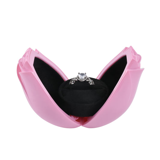 ring box - Pink Rose Ring Box front view