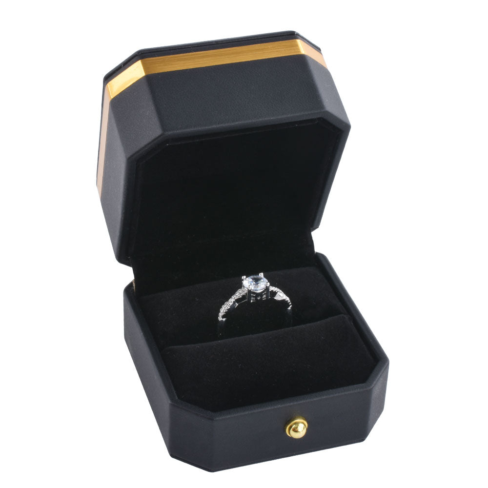 ring box - PU Ring Box P09R-BK BK front view