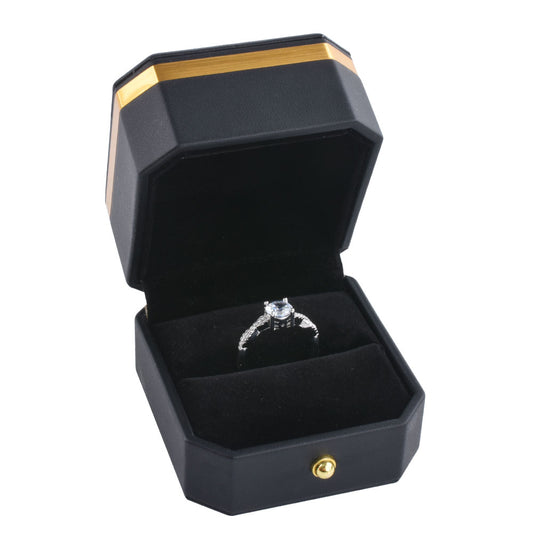 ring box - PU Ring Box P09R-BK BK front view
