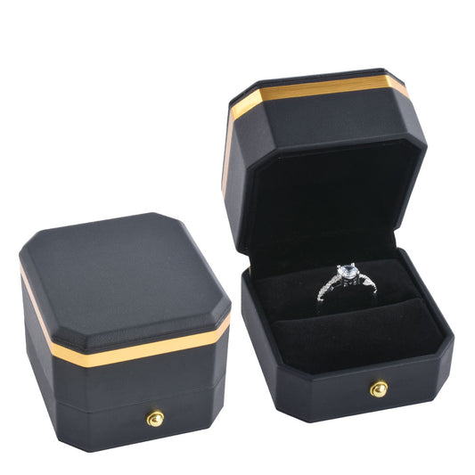 ring box - PU Ring Box P09R-BK BK open view