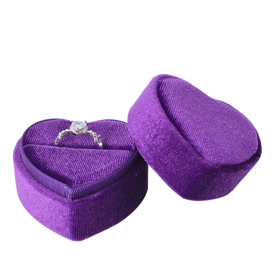 ring box - Purple Heart-Shaped Velvet Ring Box V10-R1 PUR front view